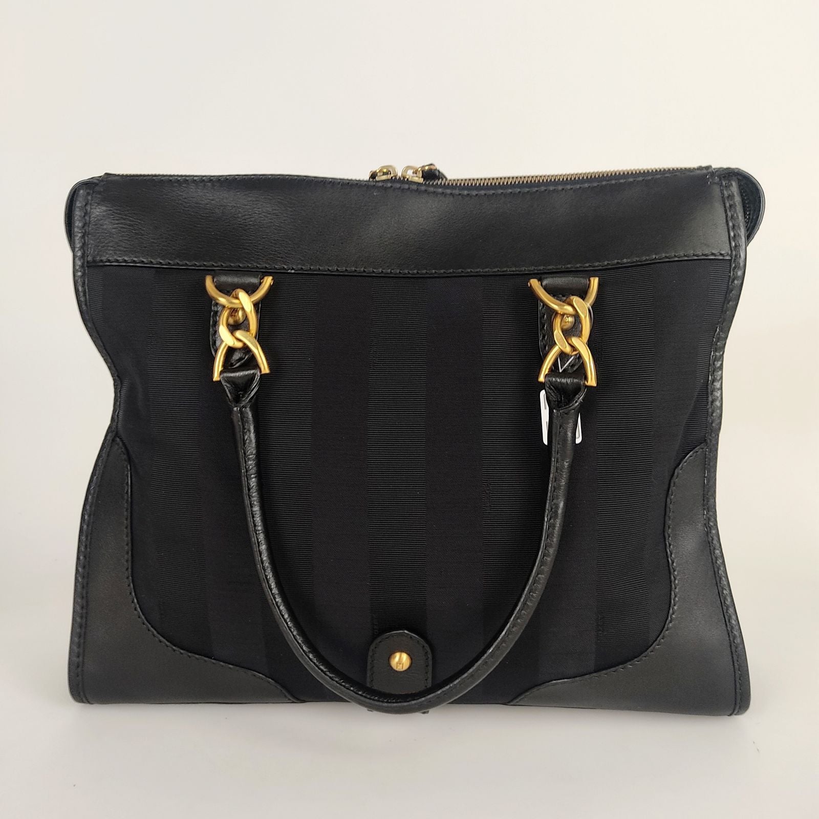 Fendi Fendi handbag in Pacan canvas and black leather - '10s