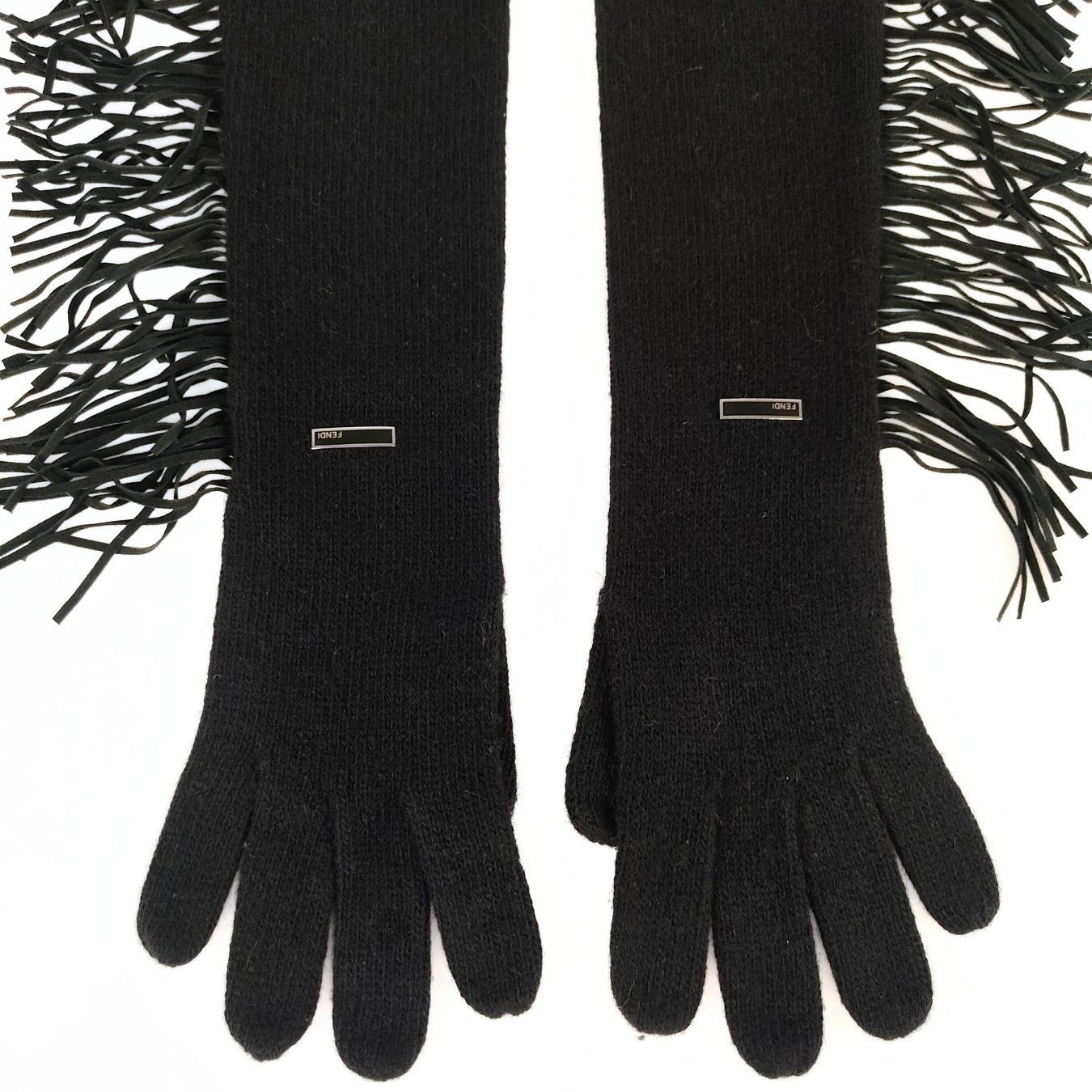 Fendi Fendi cashmere and leather long gloves - '10s