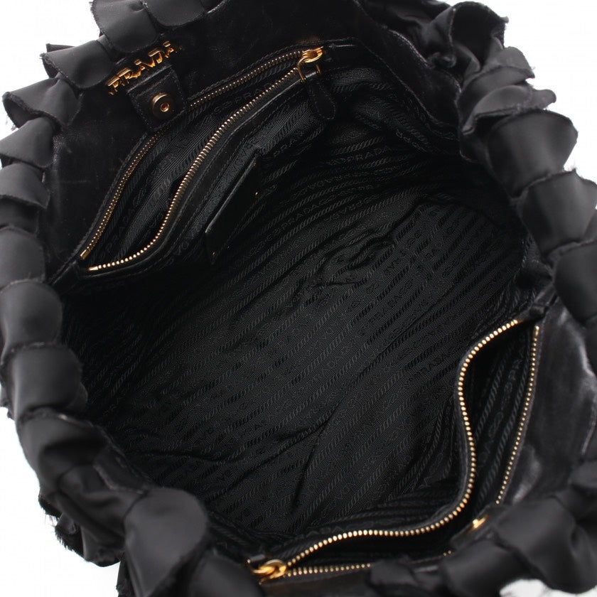 Prada Origami Chain Nylon Tote Bag,Black