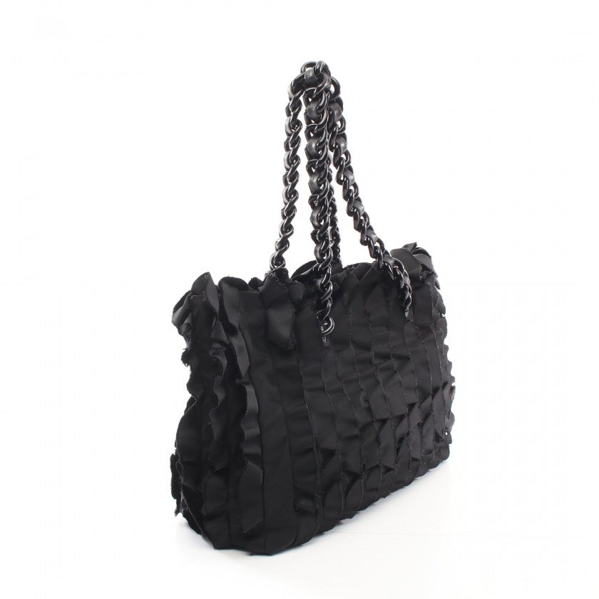 Prada Origami Chain Nylon Tote Bag,Black