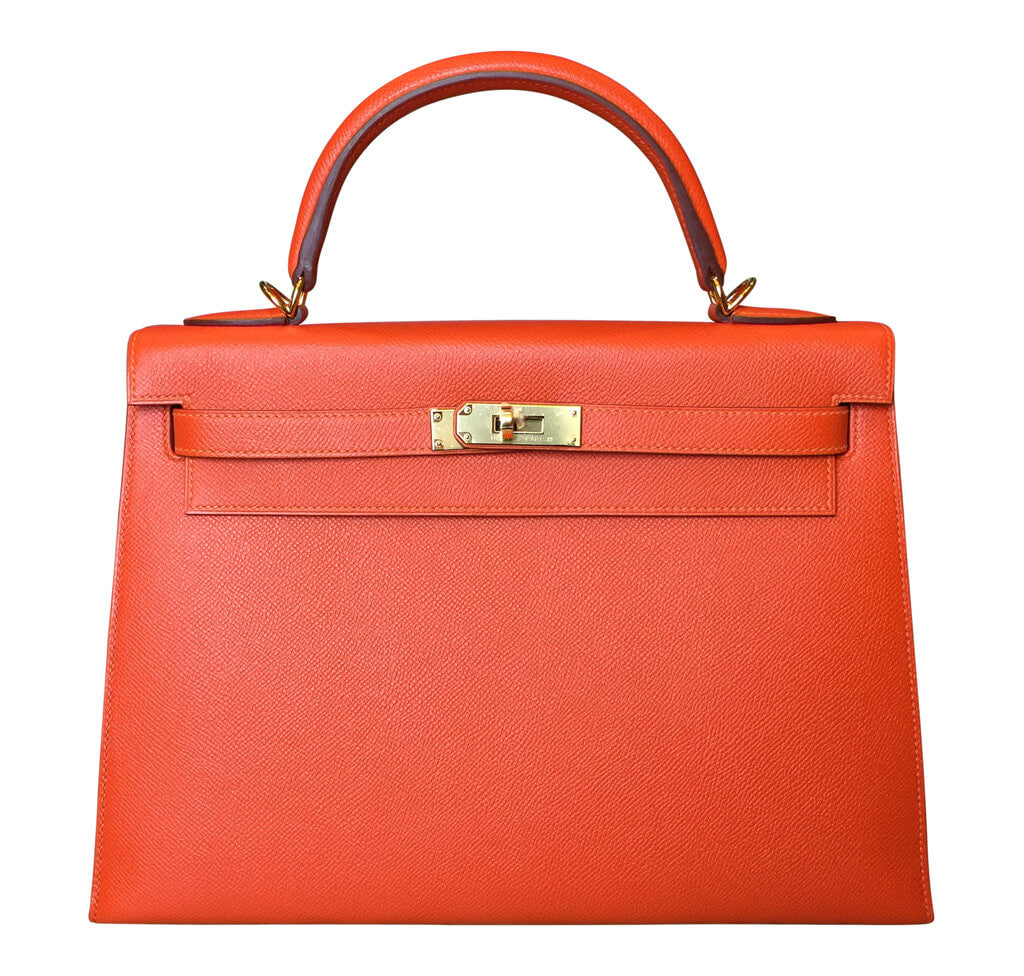Hermès Sellier 32 Kelly Feu Epsom Bag GHW